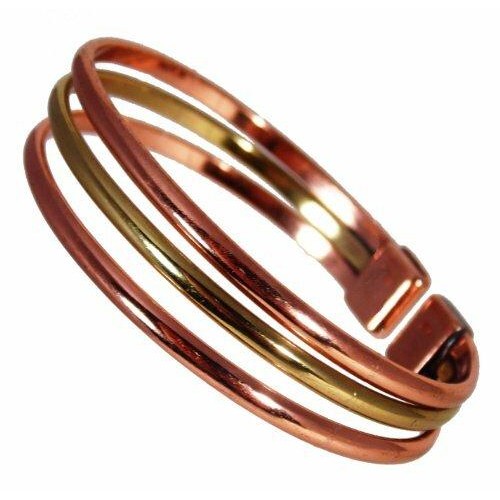 Magnetic Copper & Brass Triple Bracelet with smooth finish magnetic copper ring set-1