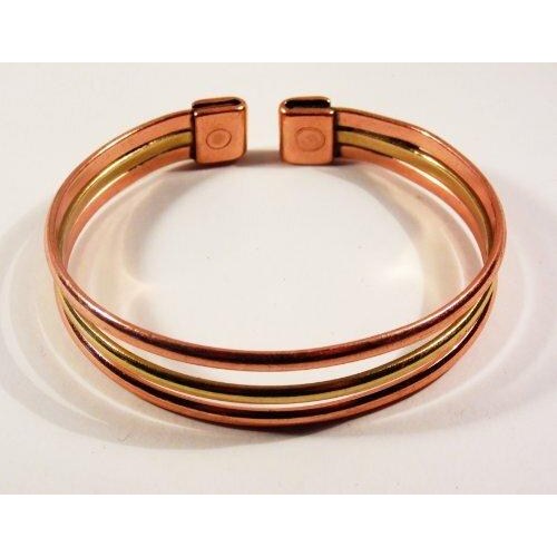 Magnetic Copper & Brass Triple Bracelet with smooth finish magnetic copper ring set-4