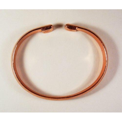 Unisex Plain Band Magnetic Copper Bracelet and a lined designed Magnetic Copper Ring Set-0