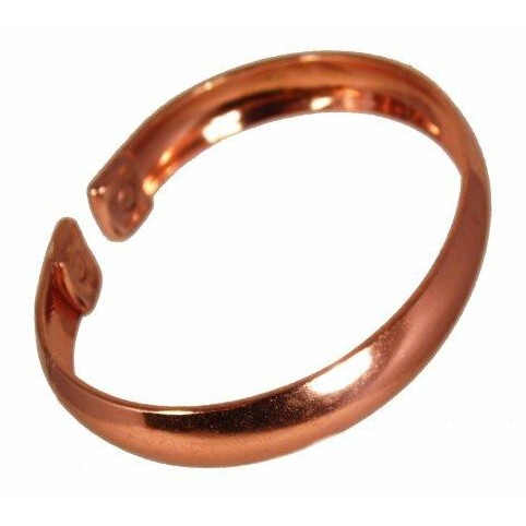 Unisex Plain Band Magnetic Copper Bracelet and a lined designed Magnetic Copper Ring Set-5