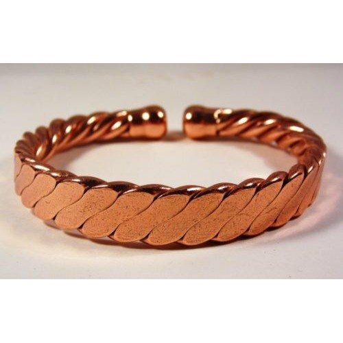 Magnetic Men's Heavy Flattened Copper Bracelet and Plain Magnetic Ring Set-4