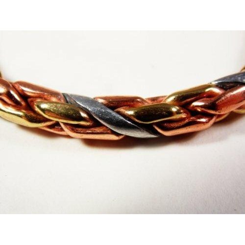 Magnetic Copper, Brass and Aluminium Heavy Rope Bracelet and Smooth Finish Copper Magnetic Ring Set-2