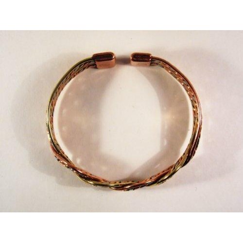 Magnetic Three Colour Twist Bracelet with Etched-0n Lines design Copper Magnetic Ring Set-4