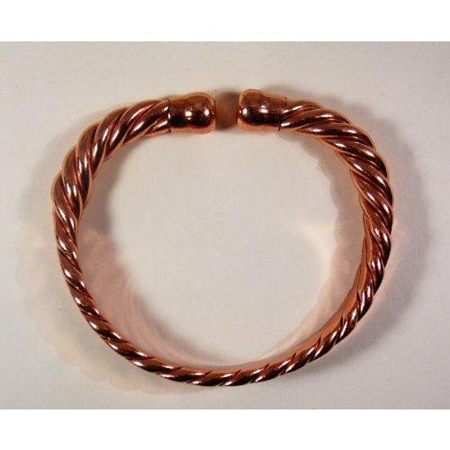 Magnetic Men's Heavy Flattened Copper Bracelet and Magnetic Copper Ring with Etched-on line design Gift Set-3