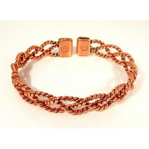 Ladies Lace Design Magnetic Copper Bracelet and ring with etched Lines Effect Magnetic Copper Ring Set-2