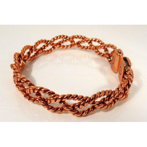 Ladies Lace Design Magnetic Copper Bracelet and ring with etched Lines Effect Magnetic Copper Ring Set-3