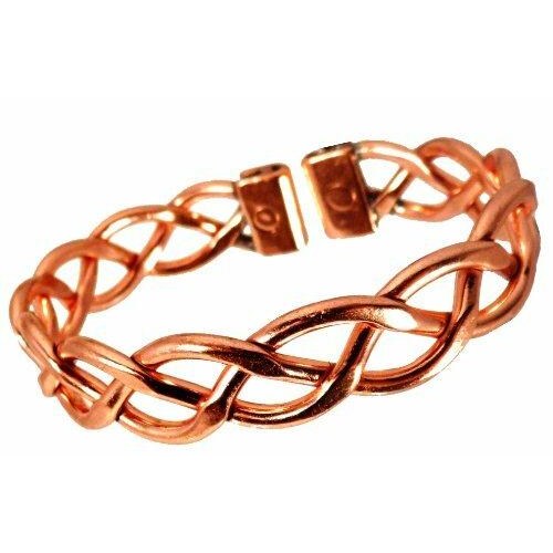Ladies Heavy Lace Design Magnetic Copper Bracelet and Smooth Finish Copper Magnetic Ring gift set-3