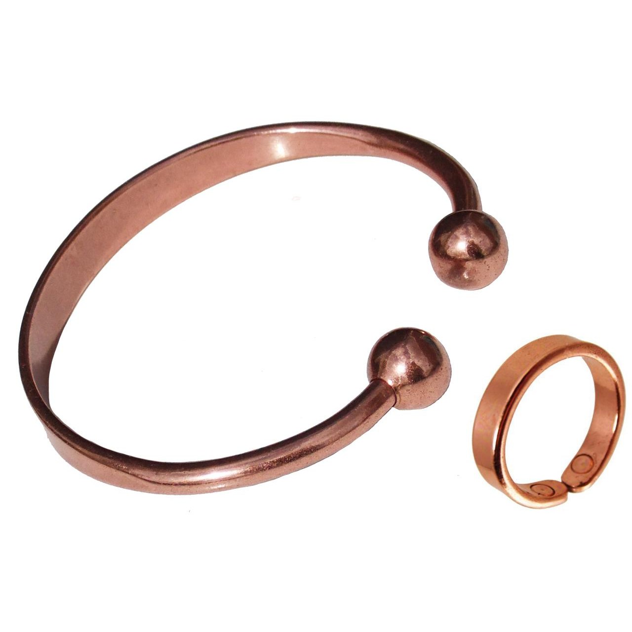 Unisex Magnetic Copper Therapy Torque Bracelet and Magnetic Copper Plain Ring set-0
