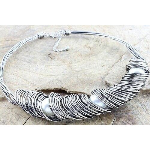 Handmade Large twisted wire necklace.-0