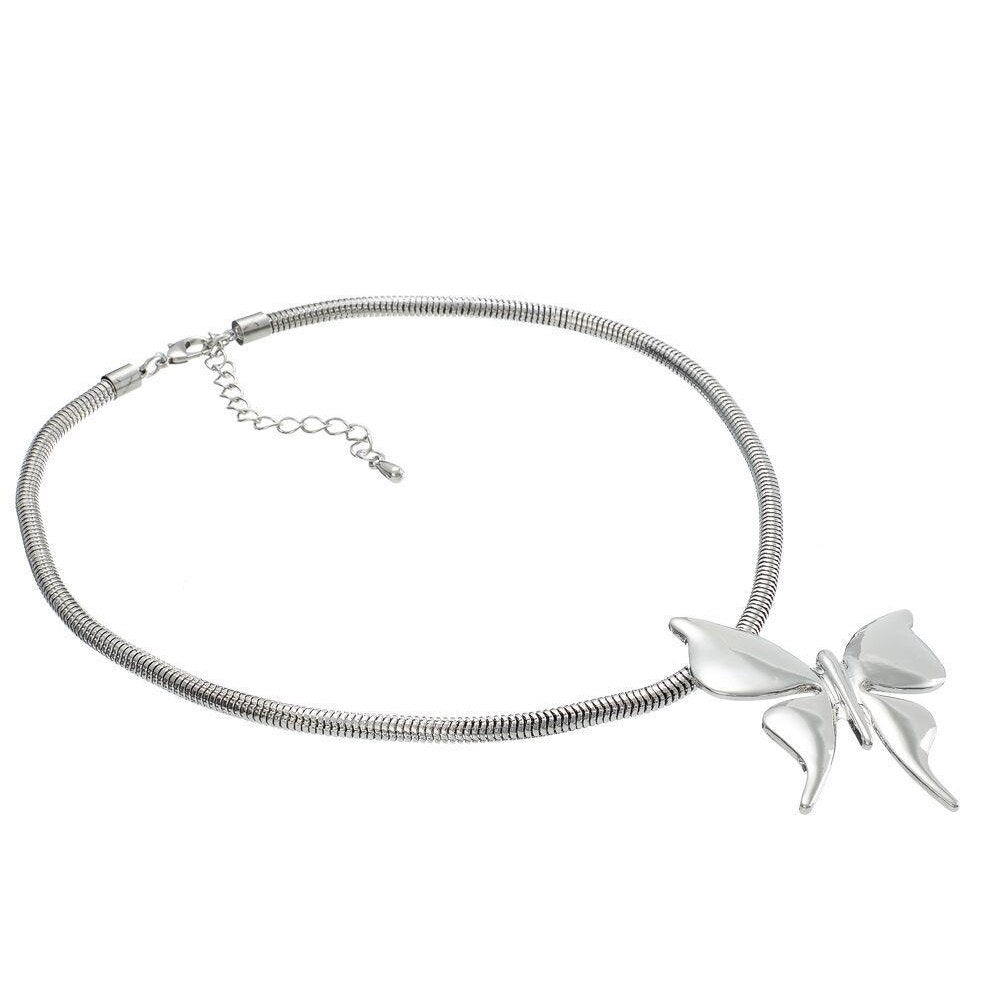 Polished butterfly pendant on a snake chain-0
