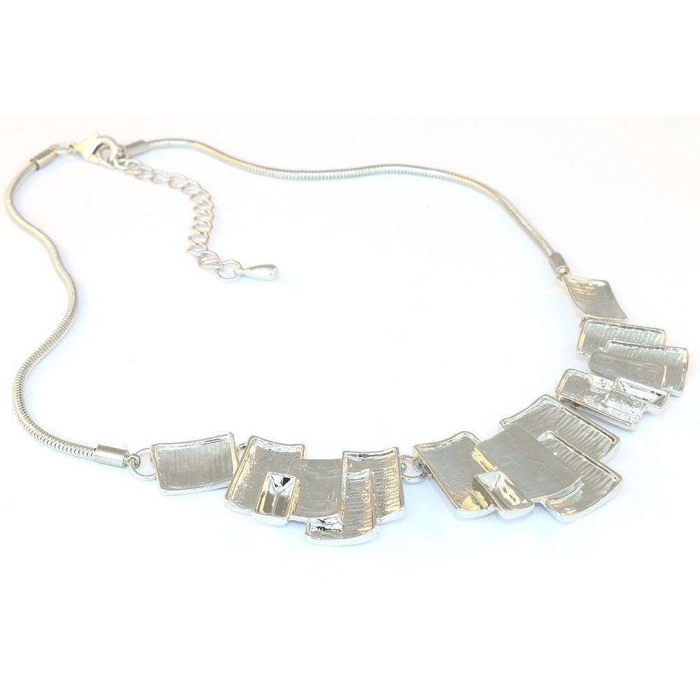 Art-Deco style polished necklace on a snake chain.-0