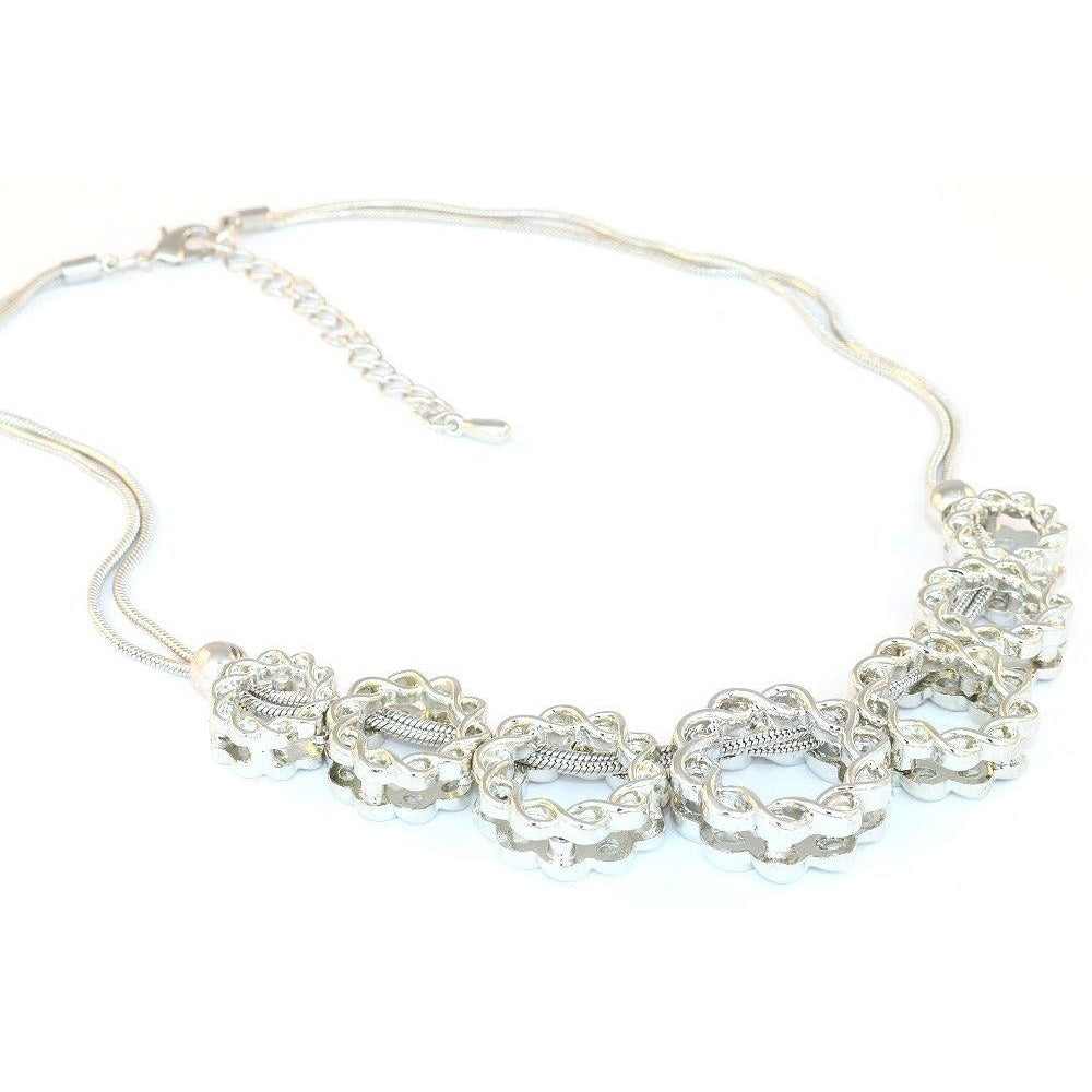 Abstract swirl design necklace on a double snake chain-0