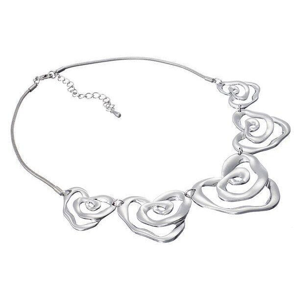 Large swirl abstract metal necklace on a snake chain.-0