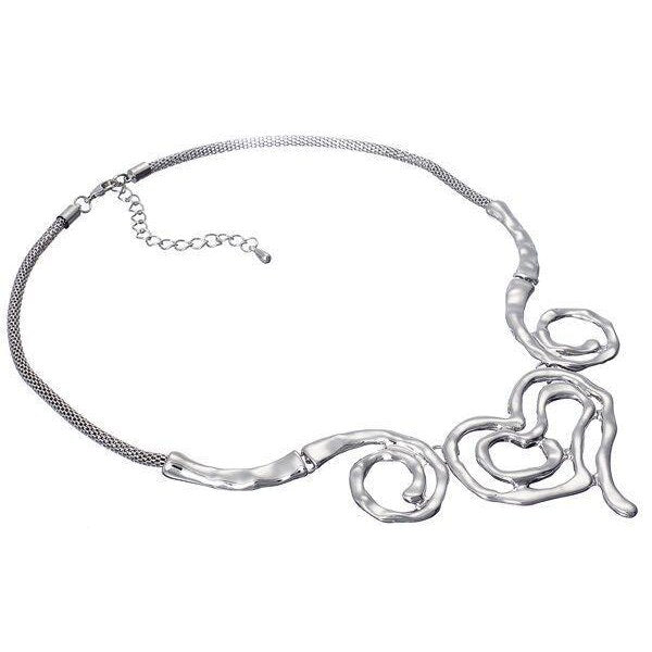 Large abstract-art polished heart-shaped necklace-0
