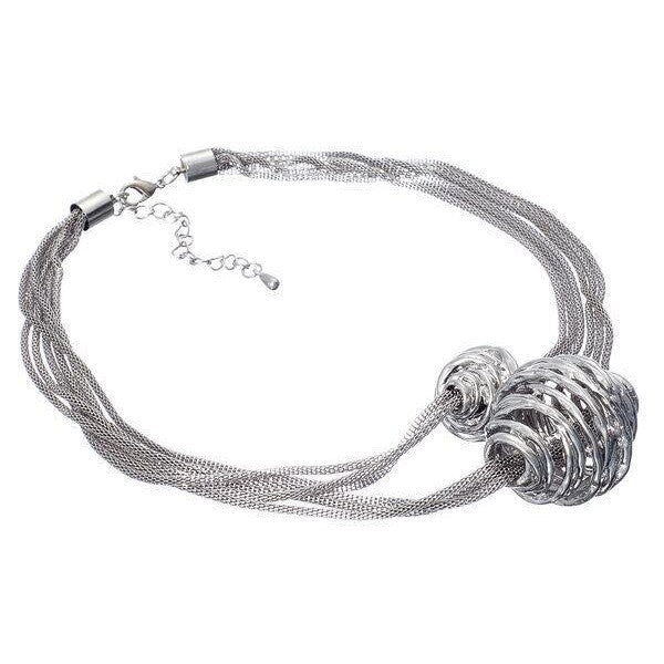 Large designer inspired necklace with floating abstract nuggets on six mesh chains-0
