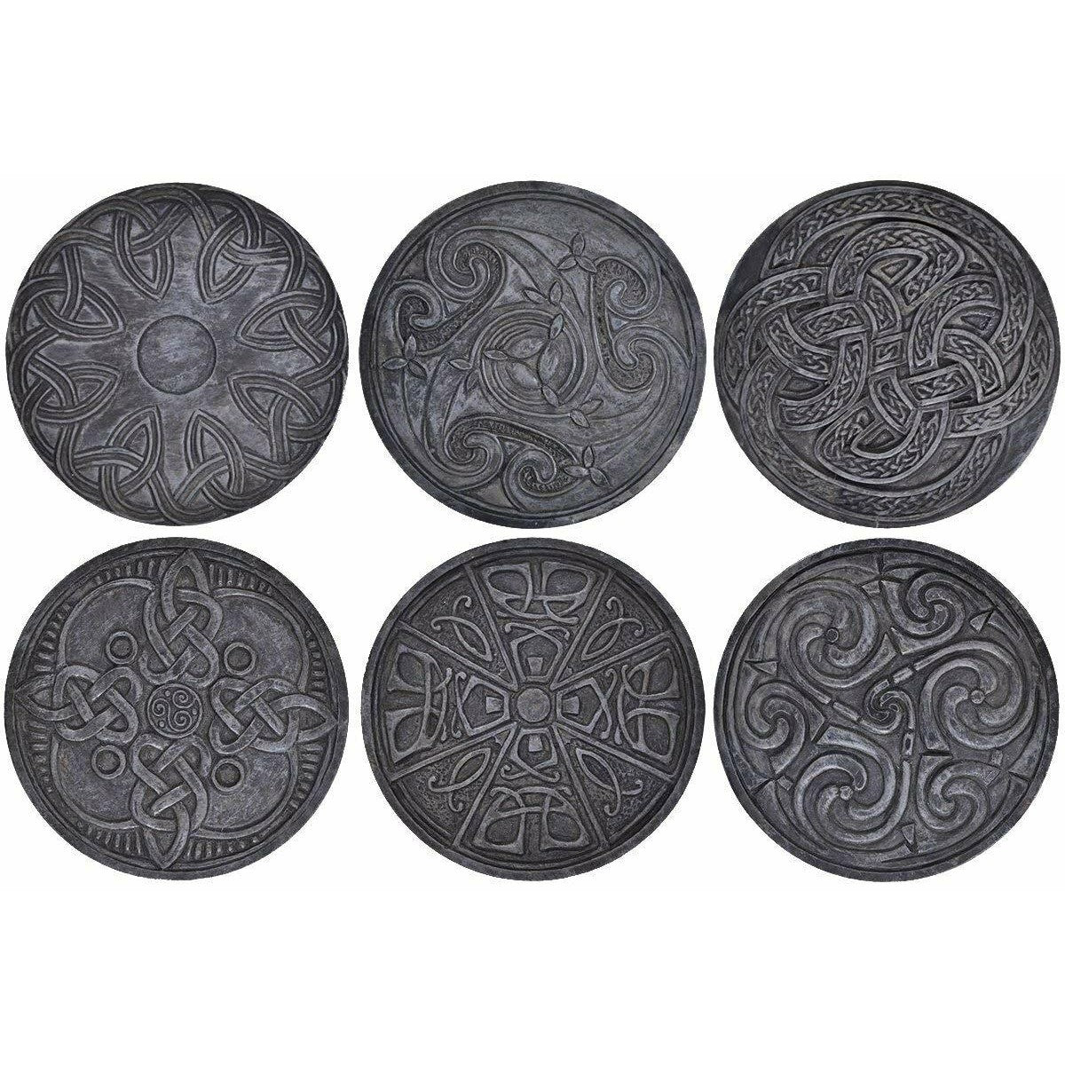 Set of Six Hand Painted Round Celtic Design Table Or Desk Coasters-0