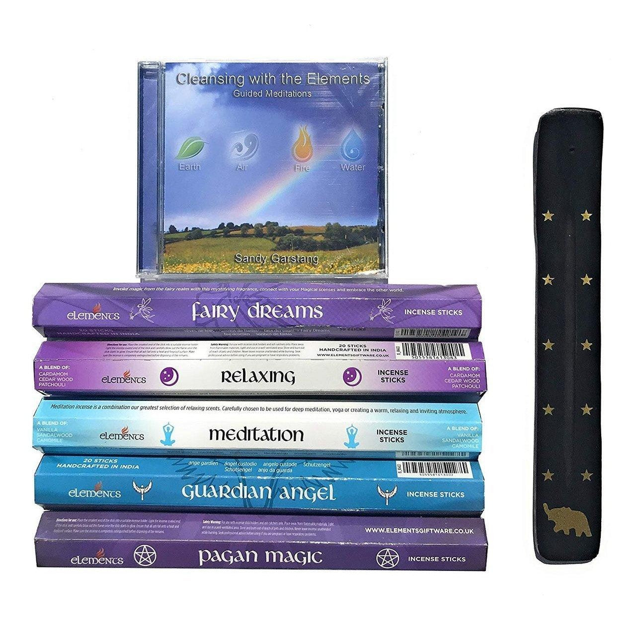 Meditation Set-Music for Cleansing with The Elements CD, Various Incenses and ash Catcher for Beginner to More Experienced.-6