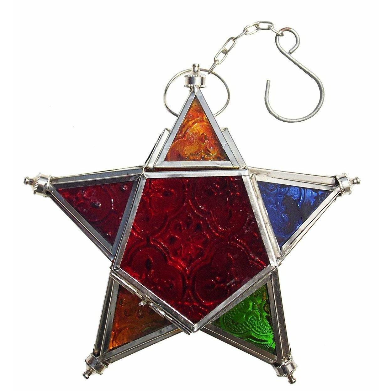 The Online Bazaar Eye-catching star shape Moroccan style hanging T-Light candle holder lantern for indoor or outdoor use-1