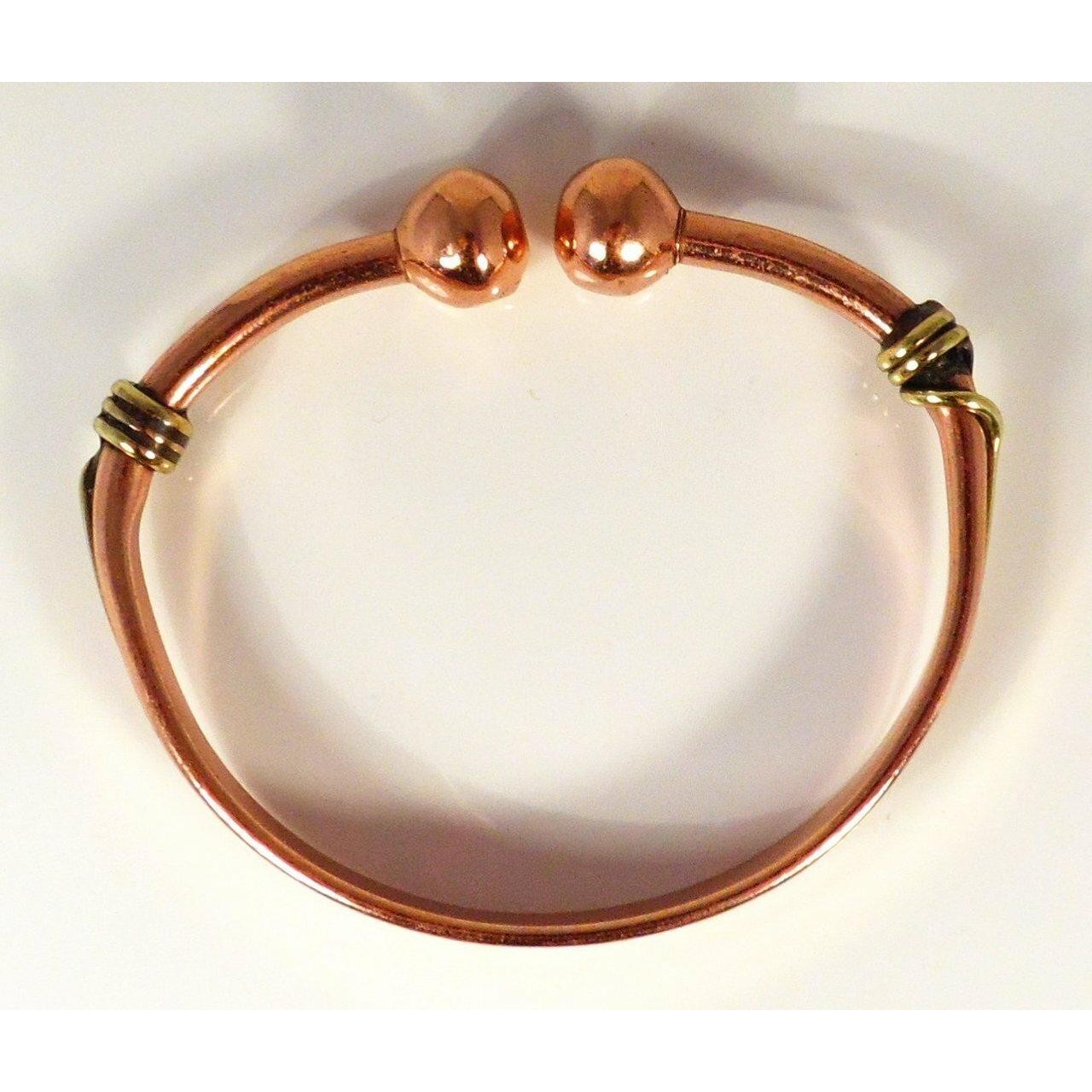 Magnetic Copper & Brass Torque Bracelet for Men and Women and Etched-on Lines Magnetic Copper Ring Combi Gift Set (Medium  Ring Size: 19 - 21mm)-7