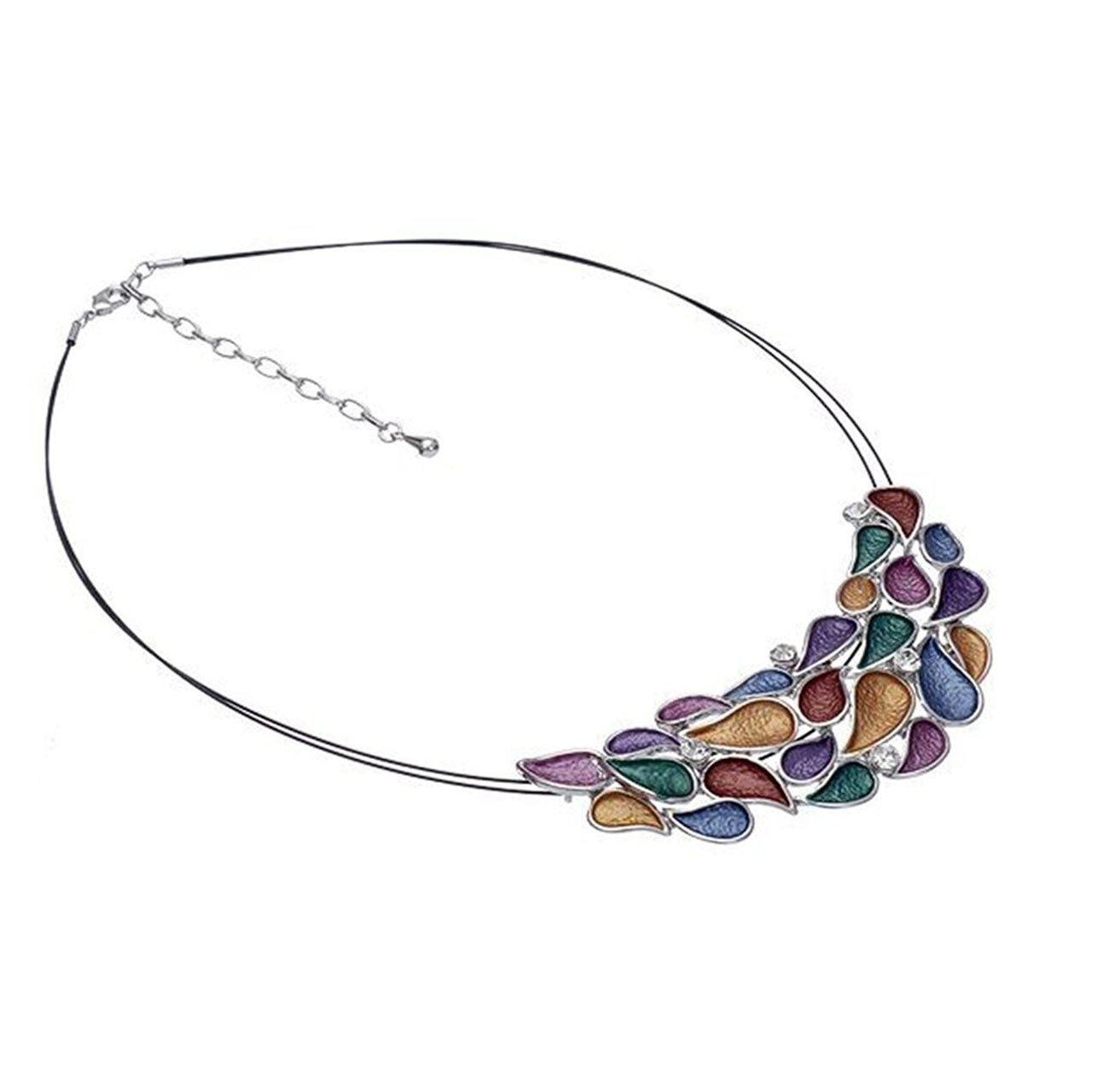 Premium range, hand painted enamel necklace with decorative stones-0