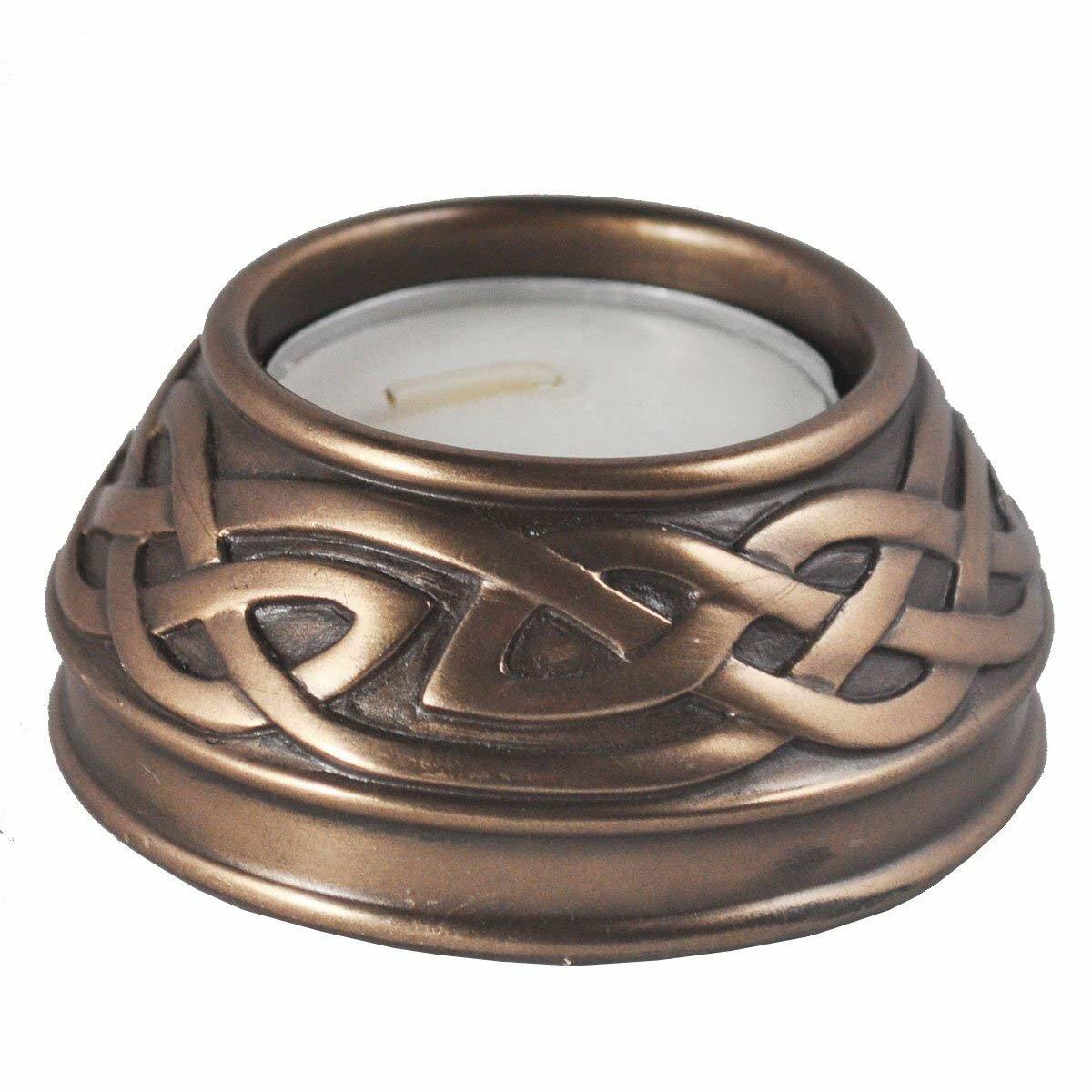 The Online Bazaar Bronze Hand Painted Celtic Knot Design Tea Light Holder-0