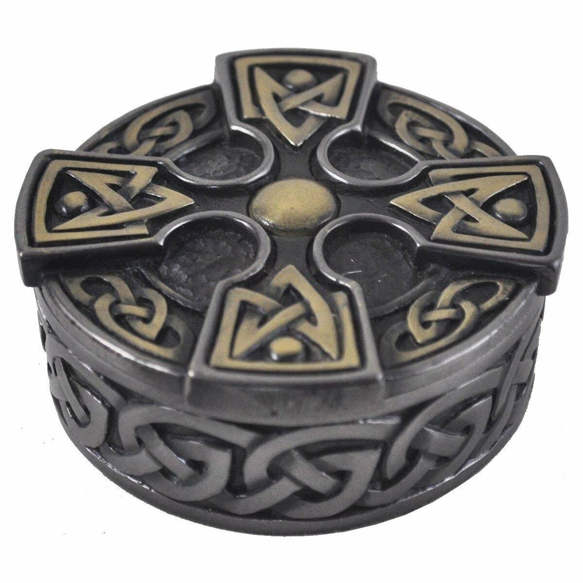 The Online Bazzar Hand Painted Celtic Design Cross Trinket Box-0