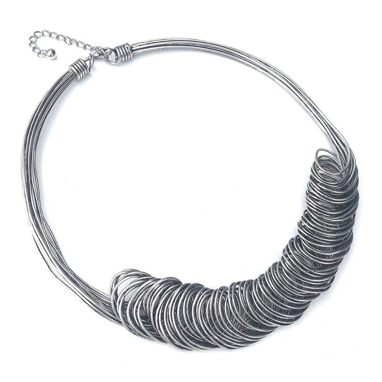 Chunky Handmade twisted flat wire necklace.-0