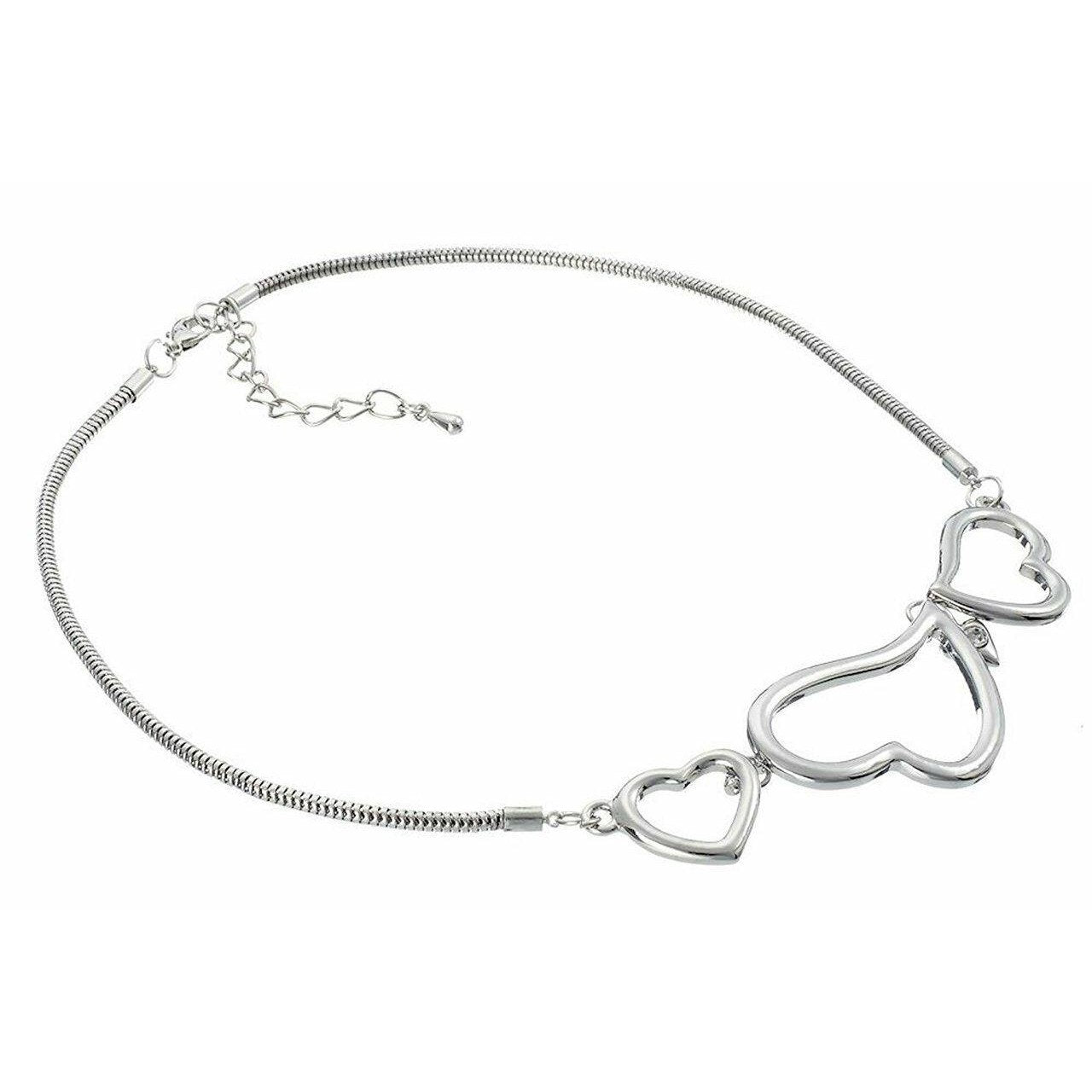 Modern, polished heart necklace with CZ charm on a snake chain.-0