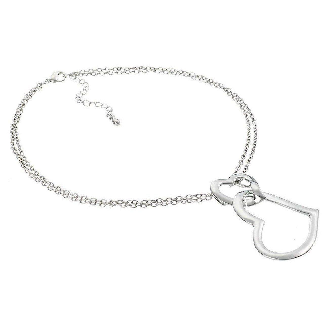 Intertwined, heart pendant on a double curb chain.-0