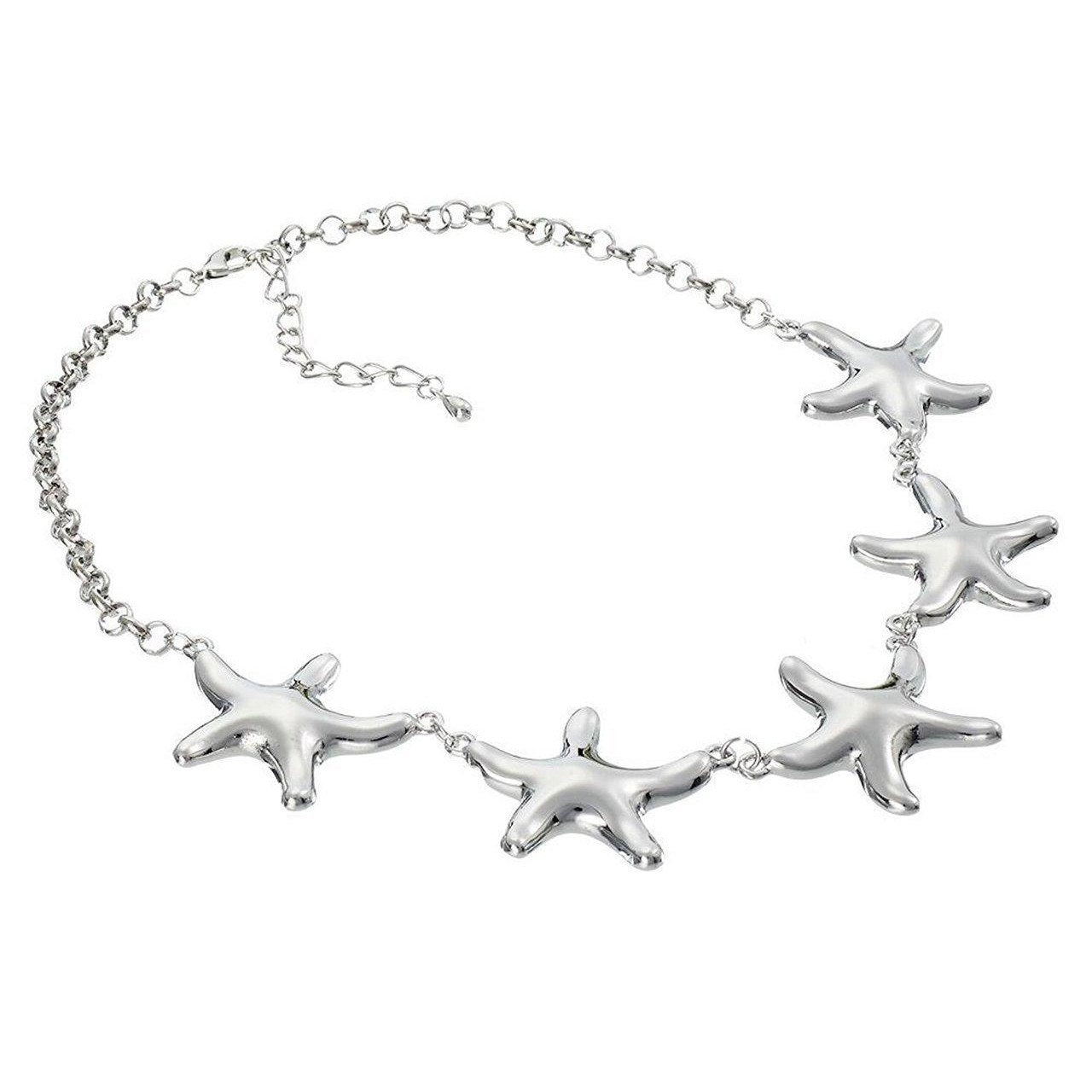 Large, polished star fish design necklace on a belcher chain.-0