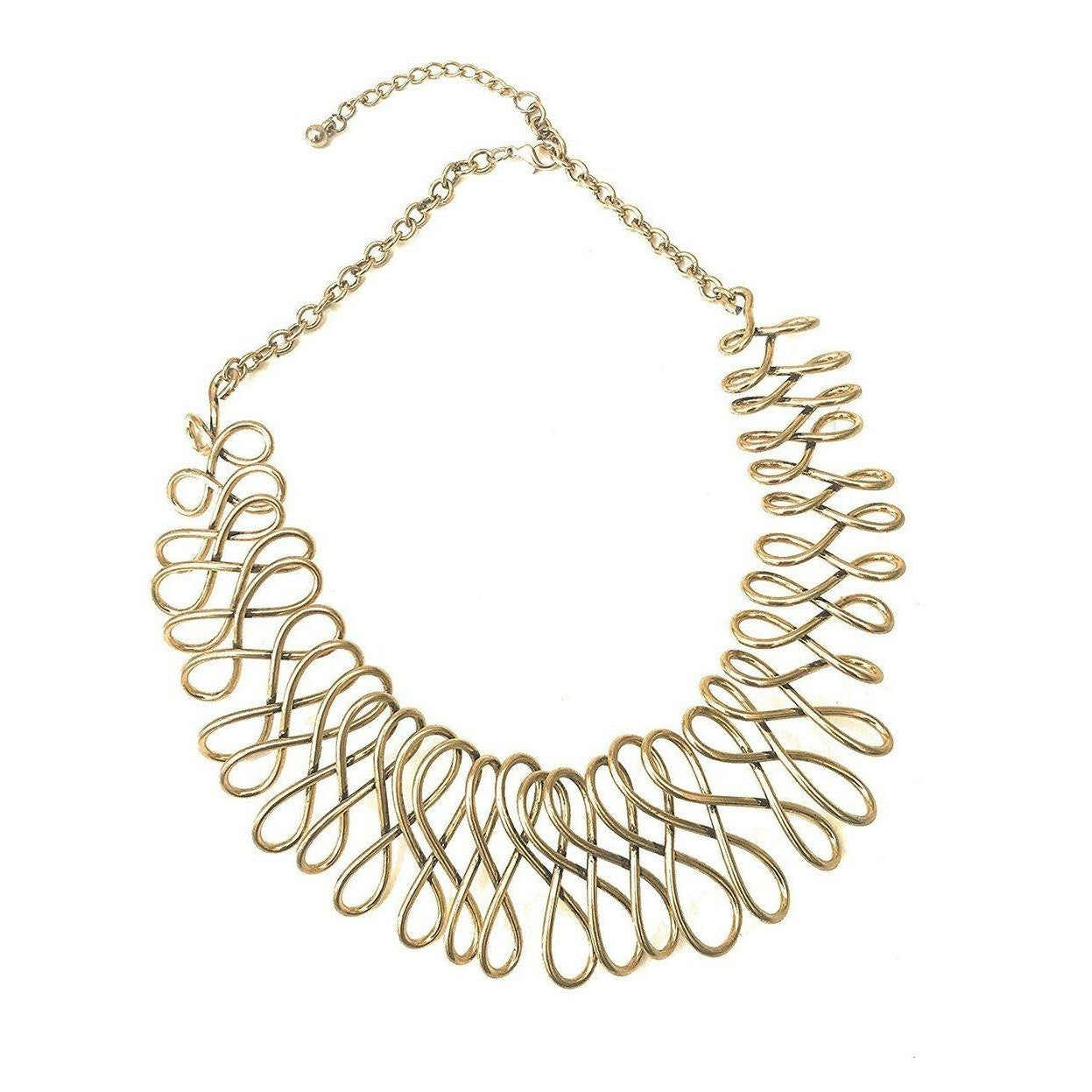 Chunky, Vintage style Gilt-tone, Handmade twisted wire necklace.-0