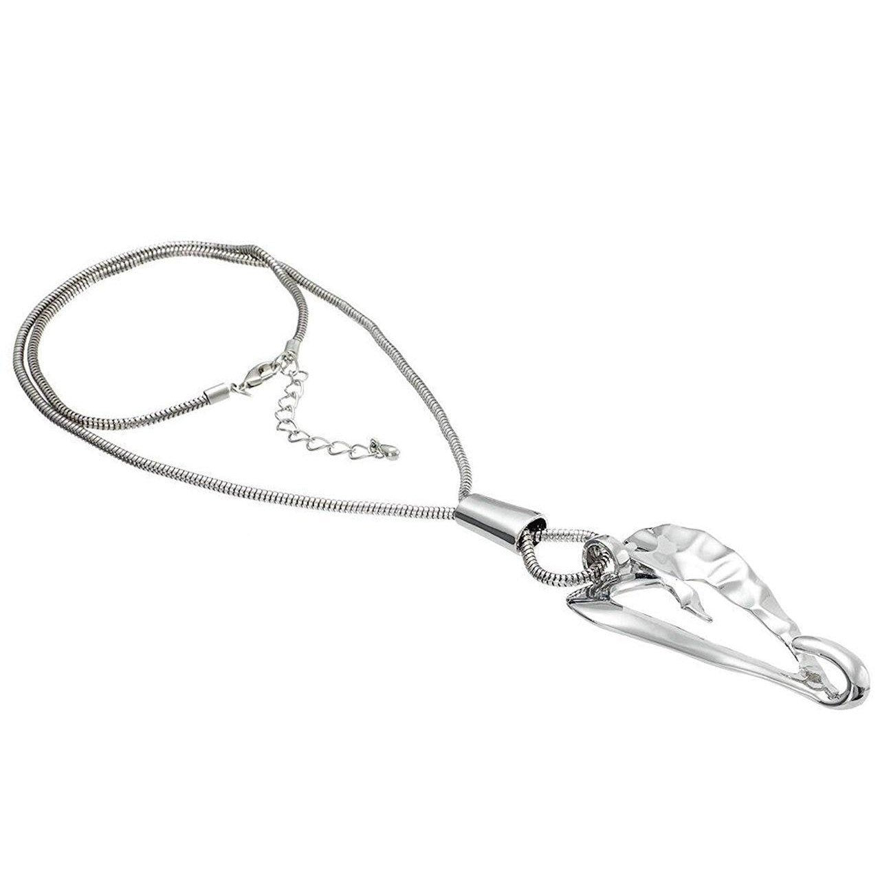 Contemporary, heart charm necklace on a thick snake chain.-0