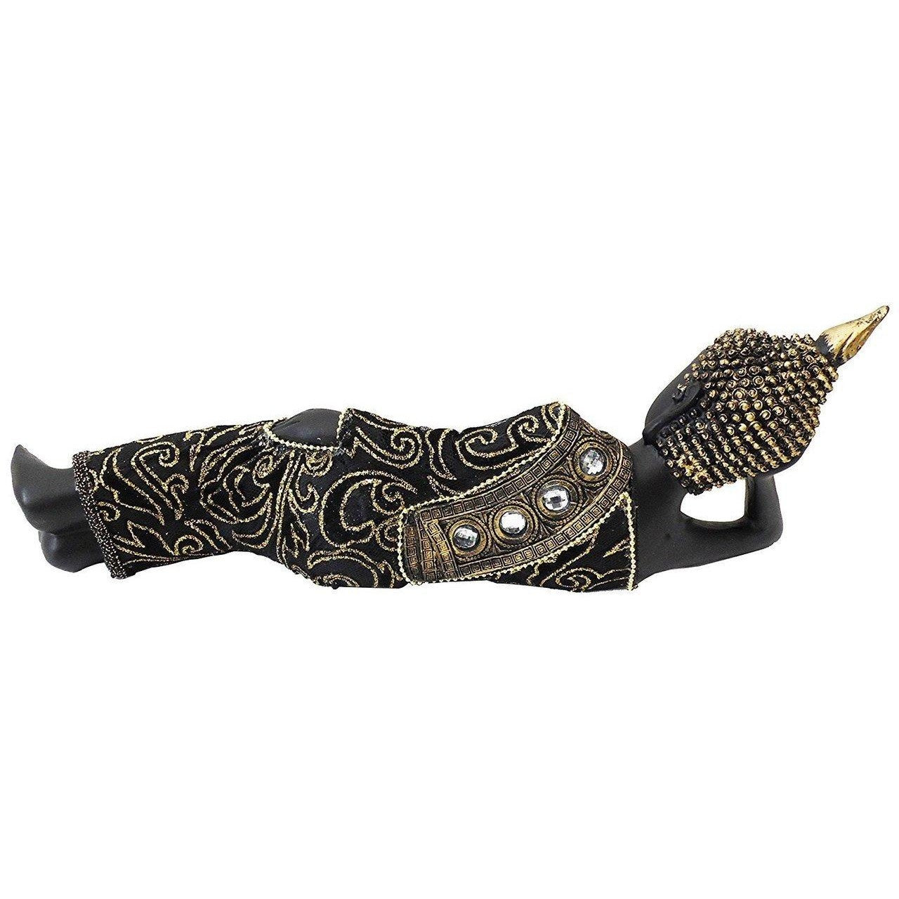 The Online Bazaar Lying down sleeping hand painted Buddha Statue.-1