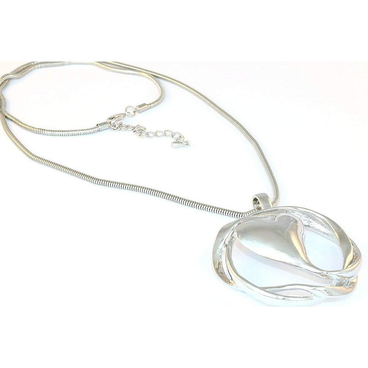 Swirly heart pendant on a long snake chain.-0