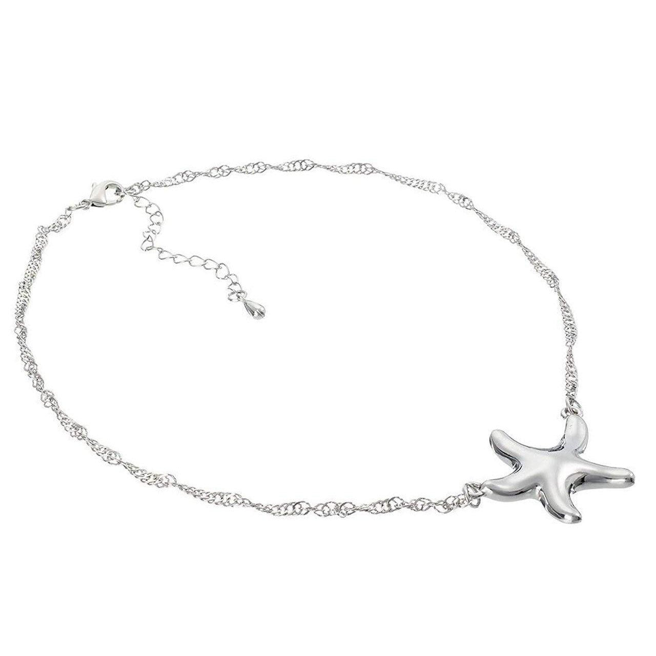 Polished, star fish design pendant on a twisted chain.-0