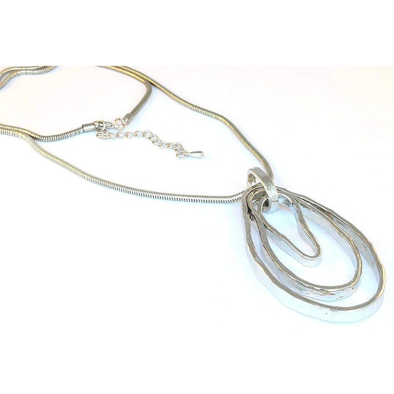 Large, abstract, heavy treble pendant in a textured finish on a substantial snake chain.-0