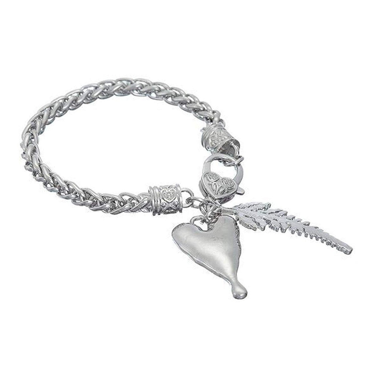 Metal fox-tail chain, charm bracelet with ornate heart clasp-0