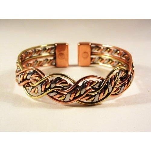Unisex Magnetic Three Colour Twist Bracelet with smooth finish magnetic ring set-5