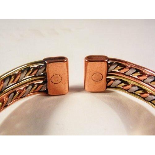 Unisex Magnetic Three Colour Twist Bracelet with smooth finish magnetic ring set-7