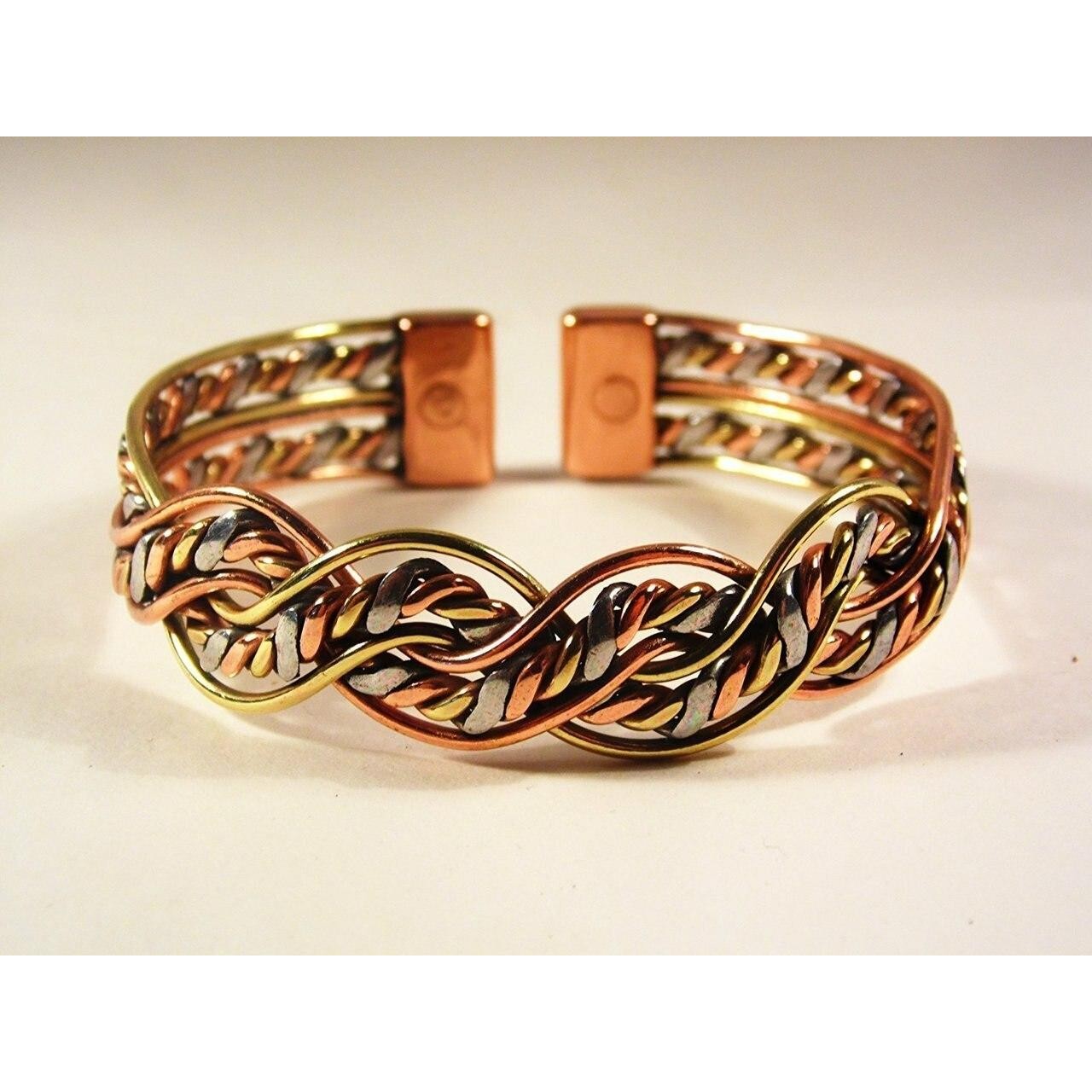 Unisex Magnetic Three Colour Twist Bracelet with smooth finish magnetic ring set-11
