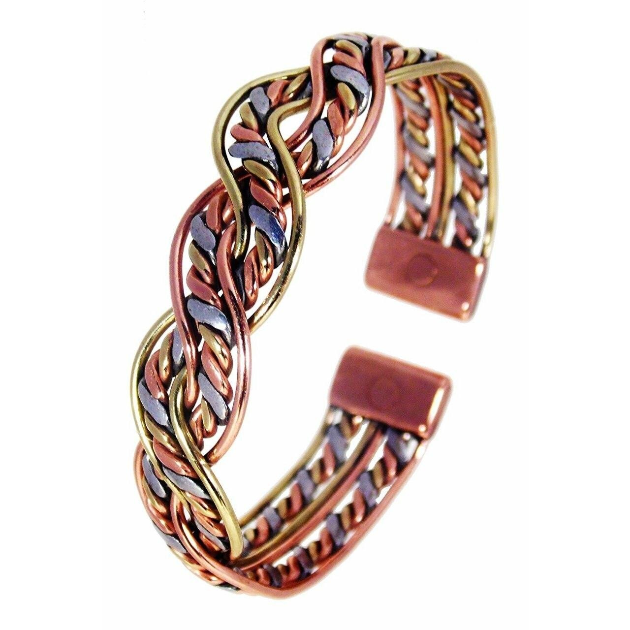 Unisex Magnetic Three Colour Twist Bracelet with smooth finish magnetic ring set-13