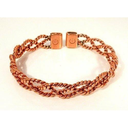 Ladies Lace Design Magnetic Copper Bracelet and Smooth Finish Magnetic Ring Set-4