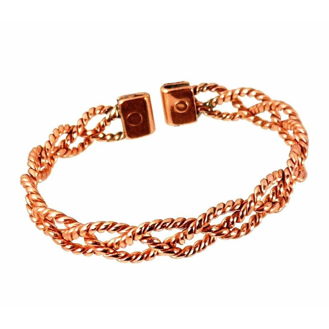 Ladies Lace Design Magnetic Copper Bracelet and Smooth Finish Magnetic Ring Set-9