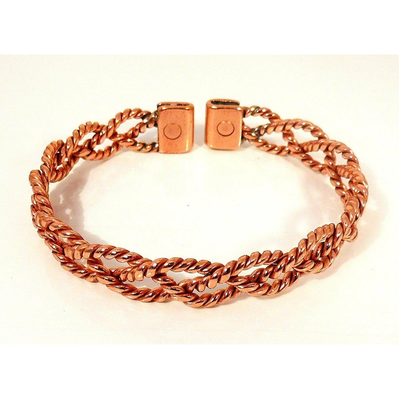 Ladies Lace Design Magnetic Copper Bracelet and Smooth Finish Magnetic Ring Set-6