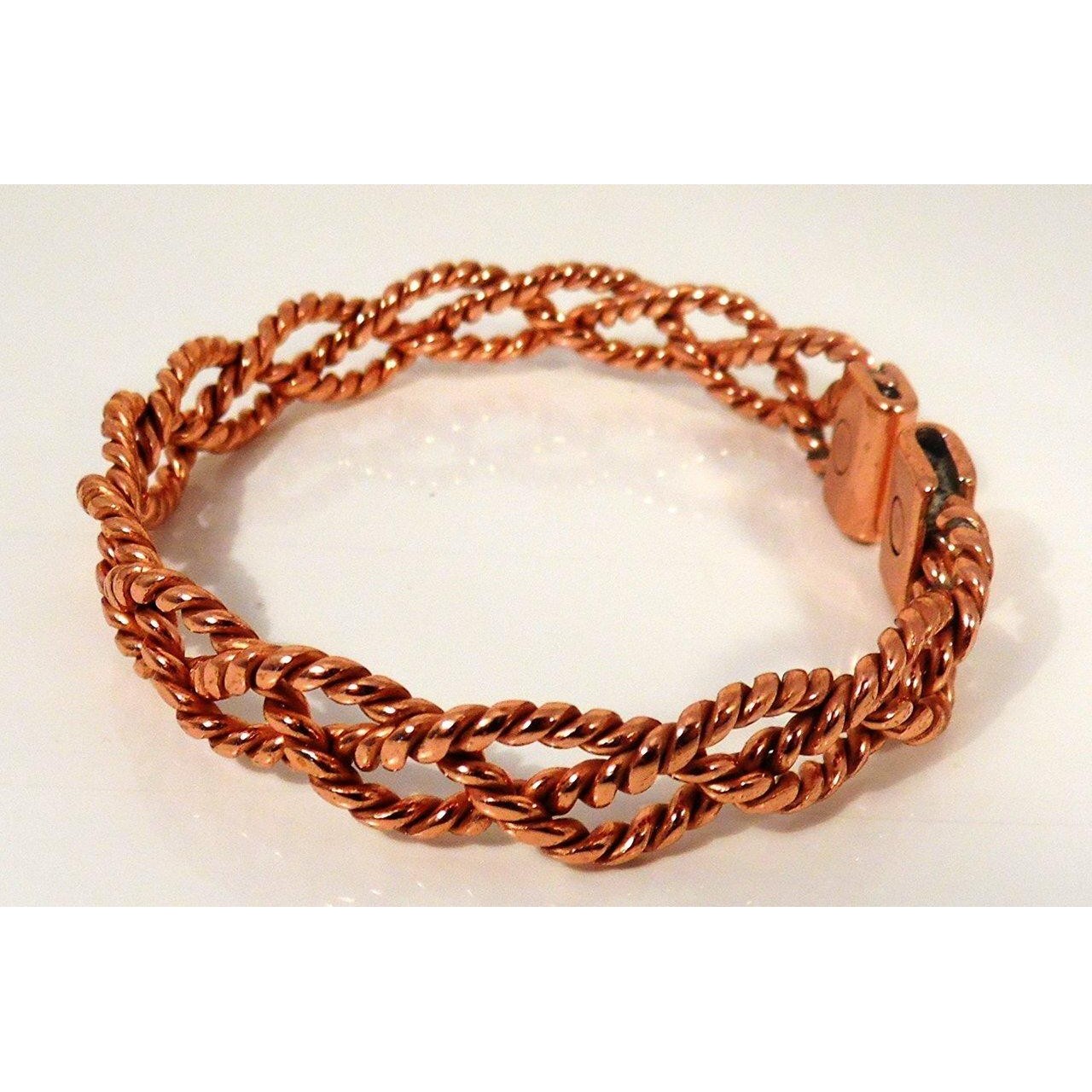 Ladies Lace Design Magnetic Copper Bracelet and Smooth Finish Magnetic Ring Set-11