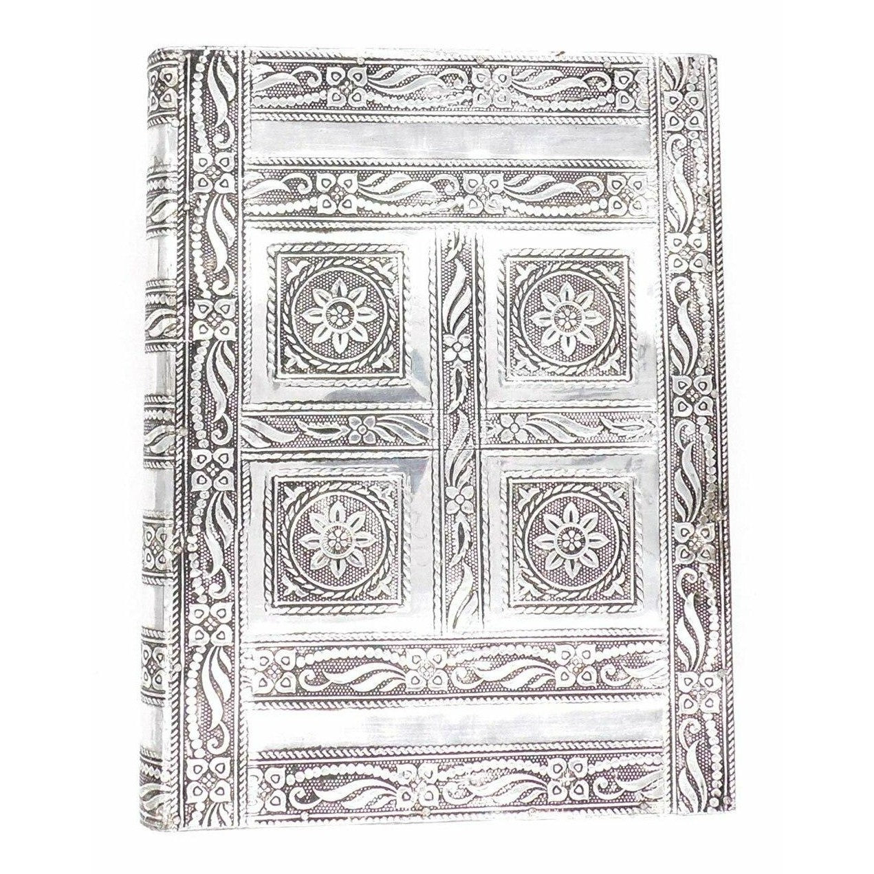 white metal and copper Flower Jewellery Box Ornate Engraving-2