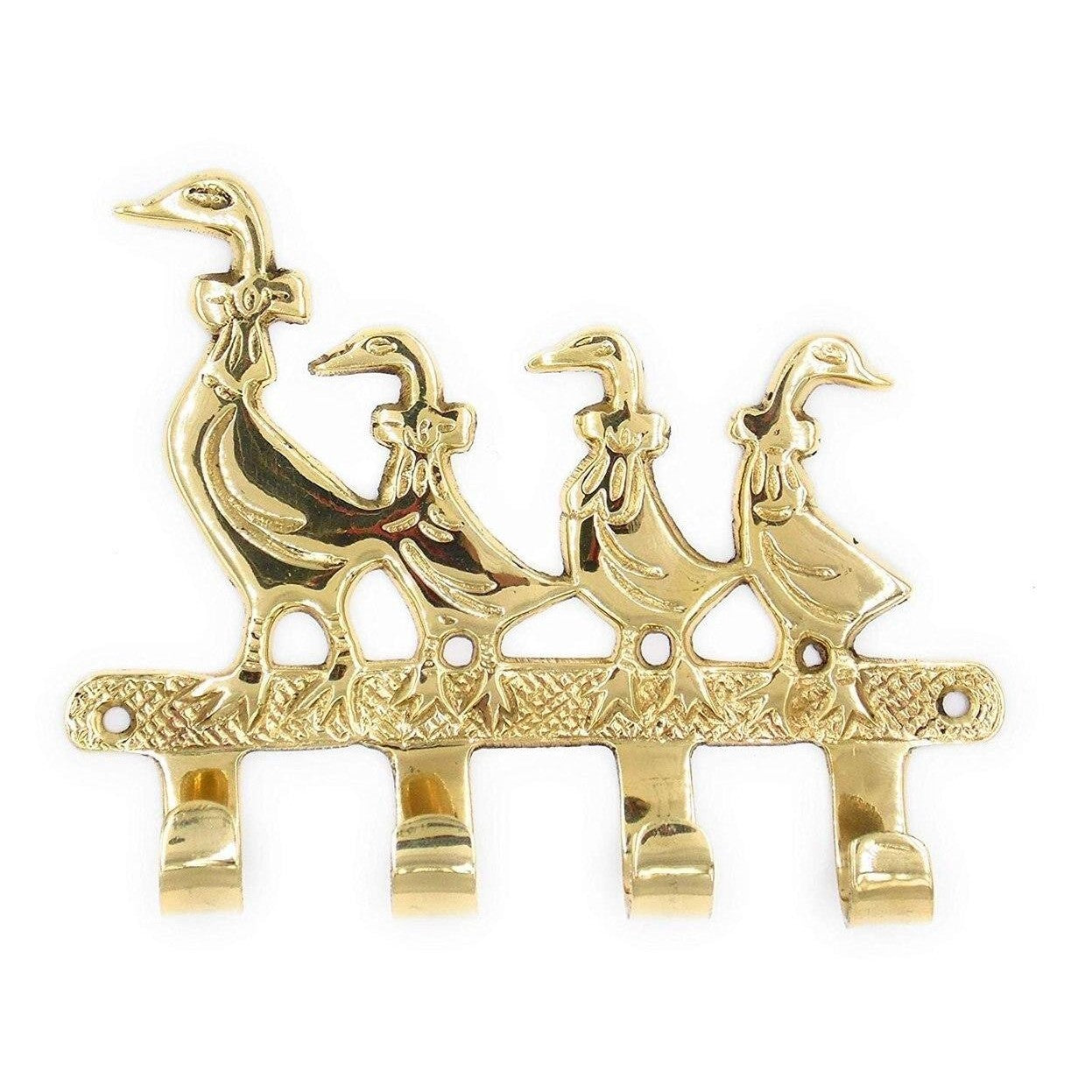 Delightful Pure Brass Cheeky Ducks Wall Mounted Key Rack Hook Holder-0