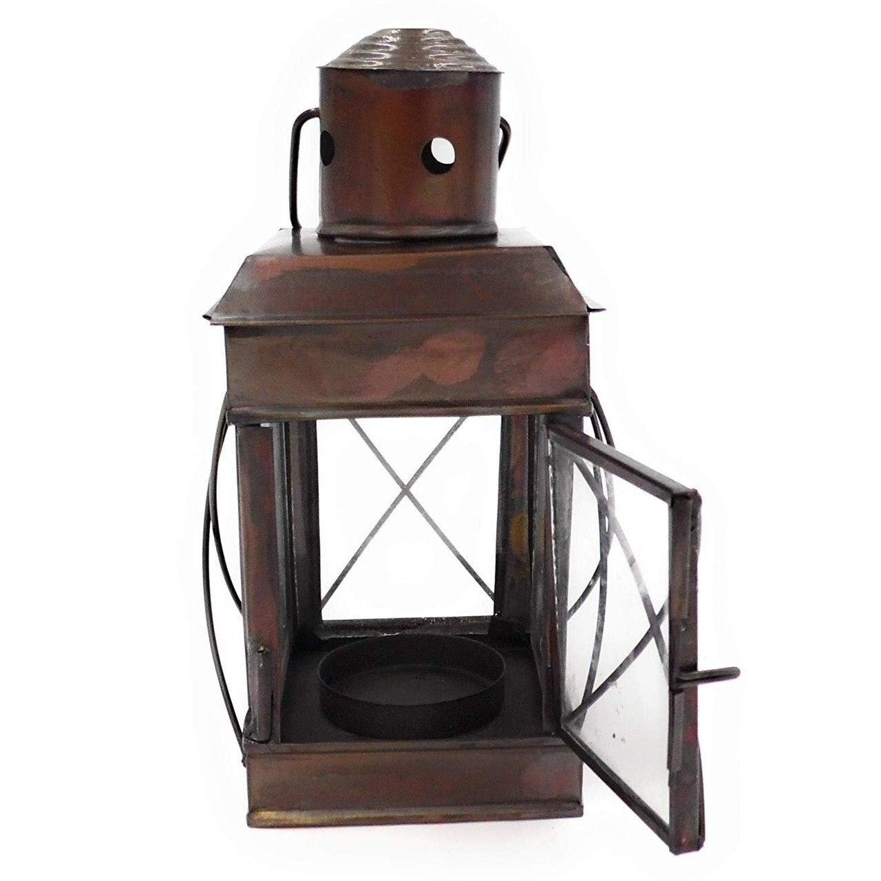 Metal Miner/ships lantern t-light holder for indoor or outdoor use.-1