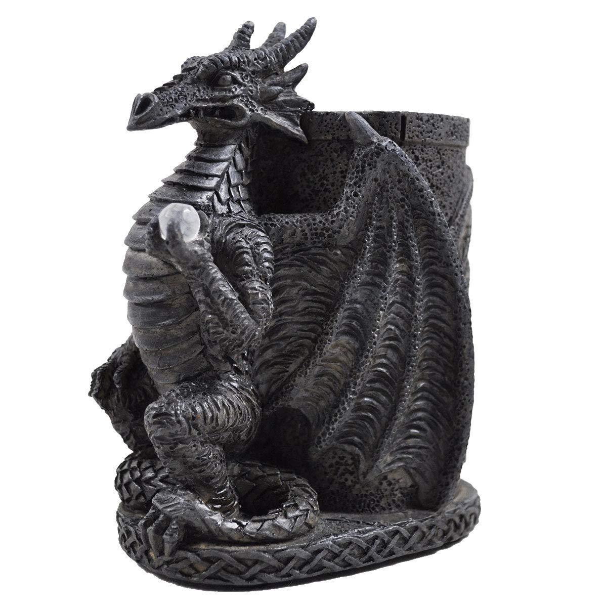 Dragon Pen Pot made with Hard Resin and Painted in a Gothic Grey with a Real Dragon Effect.-0
