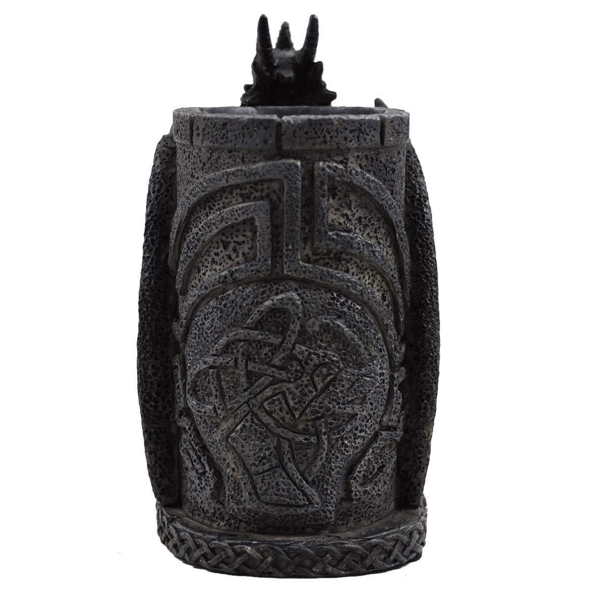 Dragon Pen Pot made with Hard Resin and Painted in a Gothic Grey with a Real Dragon Effect.-2